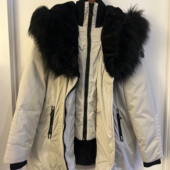 Noize Women’s Vegan Winter Parka Jacket Black Faux Fur Hood Warm Coat - Picture 1 of 7